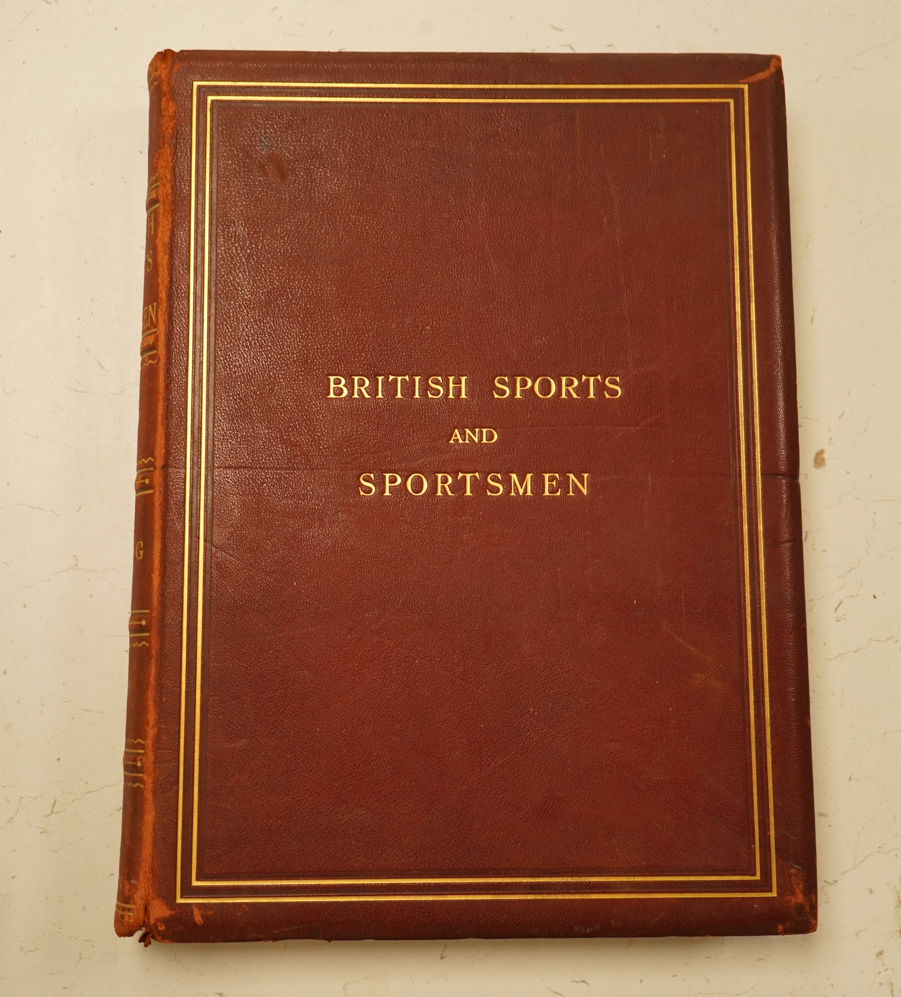 British Sports and Sportsmen - Racing ... num. photogravure portraits, plates and other illus.; publisher's gilt ruled red morocco, panelled spine, ge., marbled e/ps., folio. (?1920)
